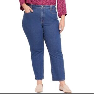 NYDJ‎ Relaxed Straight Ankle Jeans Higher Rise Plus Size Waterfall 28W NEW